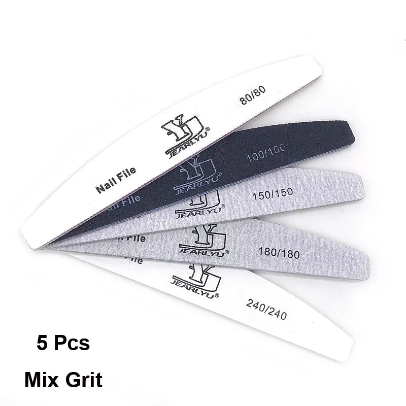 “5Pcs Professional Nail File Set, Mixed Grit for Shaping, Buffing, and Cuticle Care”