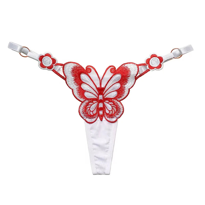 “Sexy Lace Butterfly Thong - Transparent Mesh Low Waist G-String for Women.”
