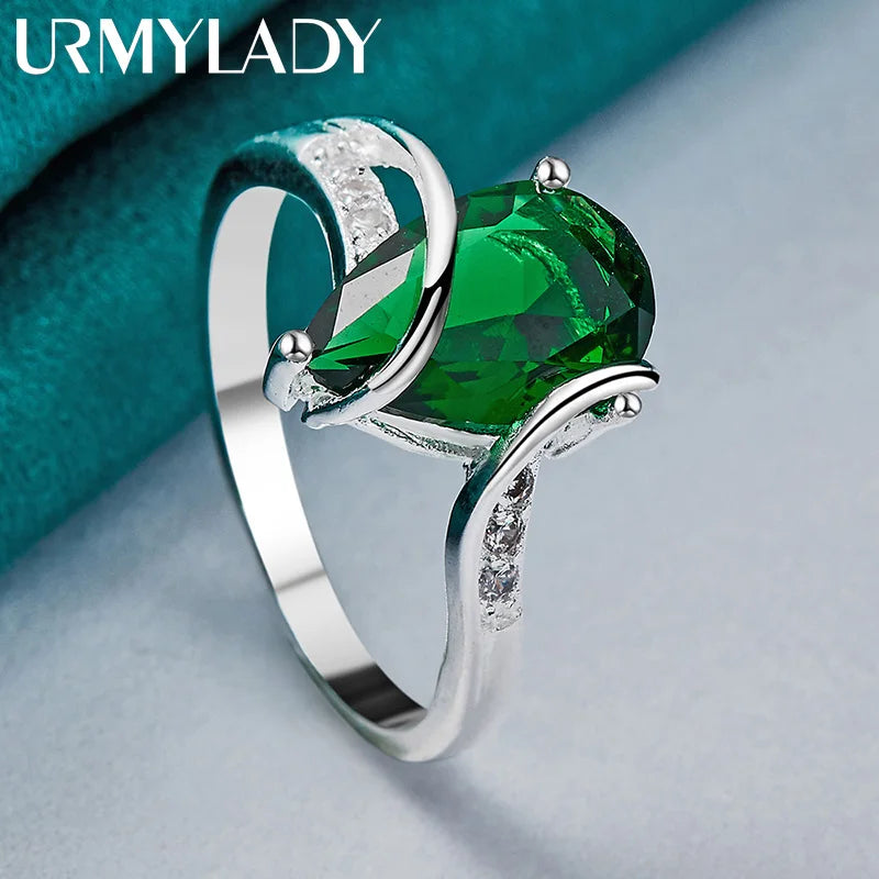 “925 sterling silver turquoise water drop ring, elegant wedding and engagement jewelry.”