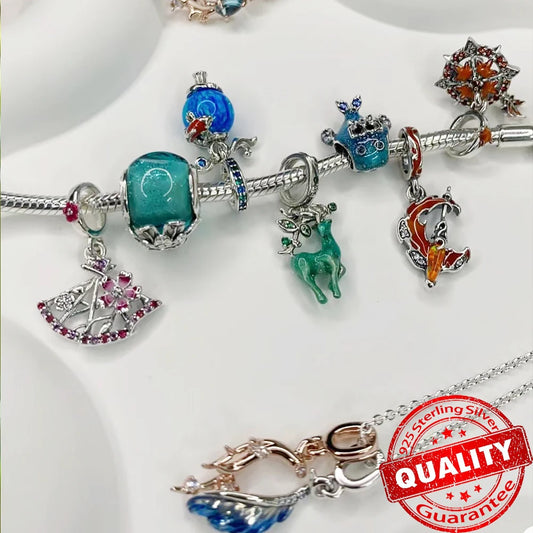 “925 Sterling Silver Green Monstera Leaves & Frog Dangle Charm - Fits Necklace & Bracelet.” - Dazzory