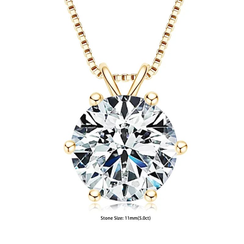"GRA Certified 0.5-5ct Moissanite Pendant, 925 Sterling Silver Necklace, Elegant Gift for Women."