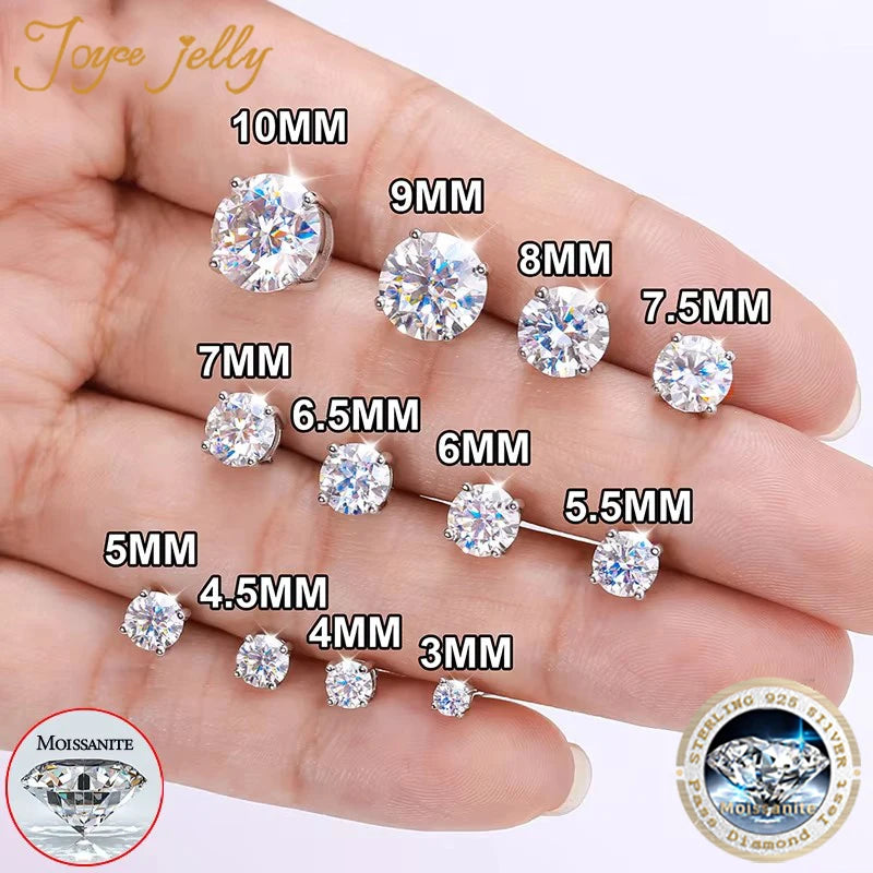 “0.1-3CT moissanite stud earrings, 925 silver, platinum plated, GRA certified wedding jewelry.”
