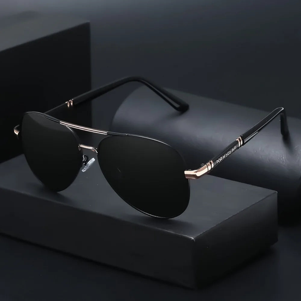 “Polarized aviator sunglasses, lightweight frame, UV400 protection, perfect for fishing and sun.”