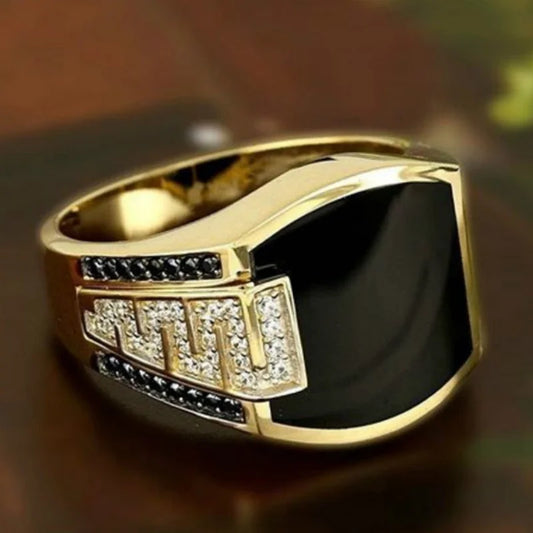 “Classic Men’s Gold Metal Ring - Punk Style Engagement & Wedding Jewelry.” - Dazzory