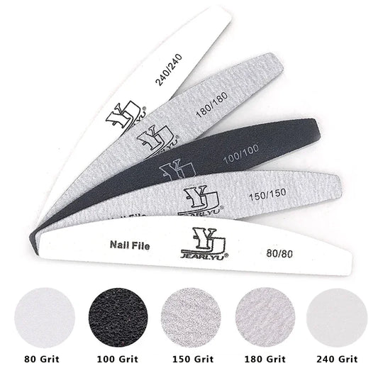 “5Pcs Professional Nail File Set, Mixed Grit for Shaping, Buffing, and Cuticle Care”