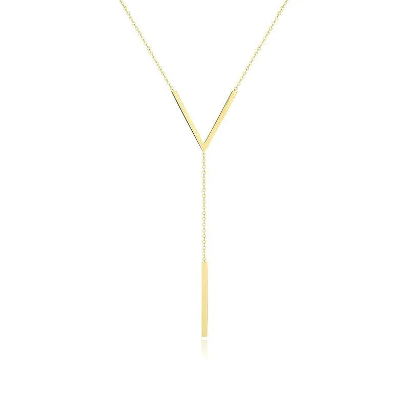 "V Shape Stick Pendant Necklace for Women Ladies Dainty Long Chain Necklace Party Jewelry"
