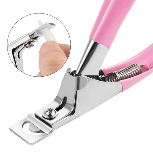 “Professional Stainless Steel Nail Cutter U-Type Acrylic Fake Nail Trimmer”