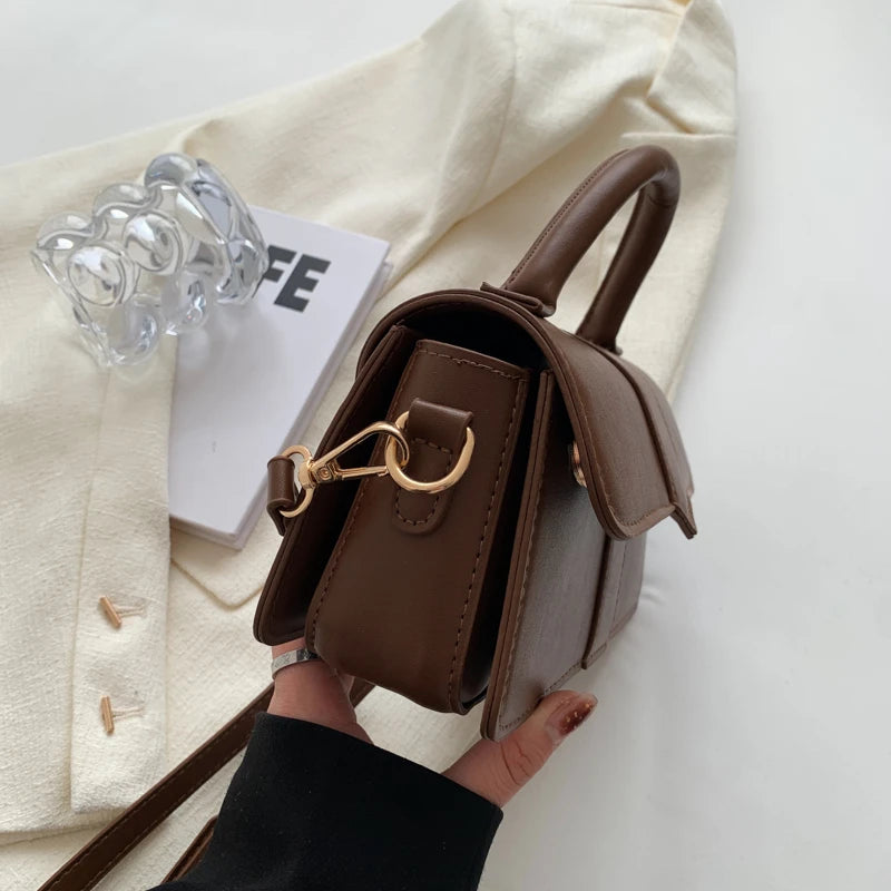 “PU leather shoulder bag, vintage square satchel, fashion crossbody handbag for women, black.”