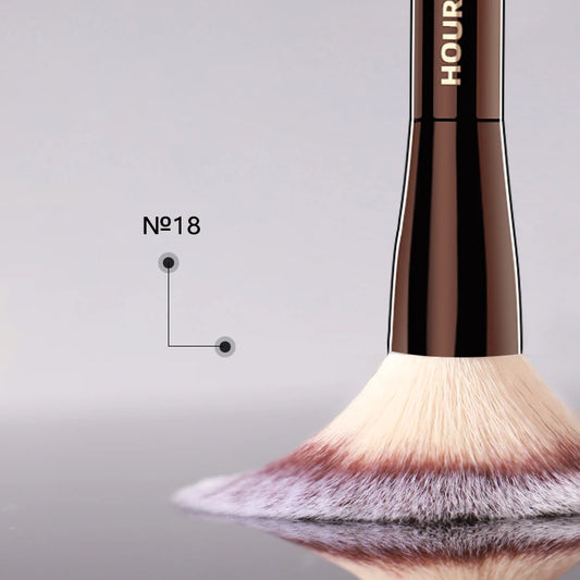 “Veil powder brush, soft fiber, double head, lightweight, perfect for smooth face makeup.”