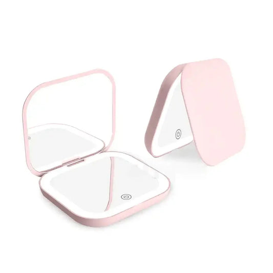 “Compact Mini Vanity Folding Cosmetic Mirror with Lights Portable Travel Makeup Mirror”