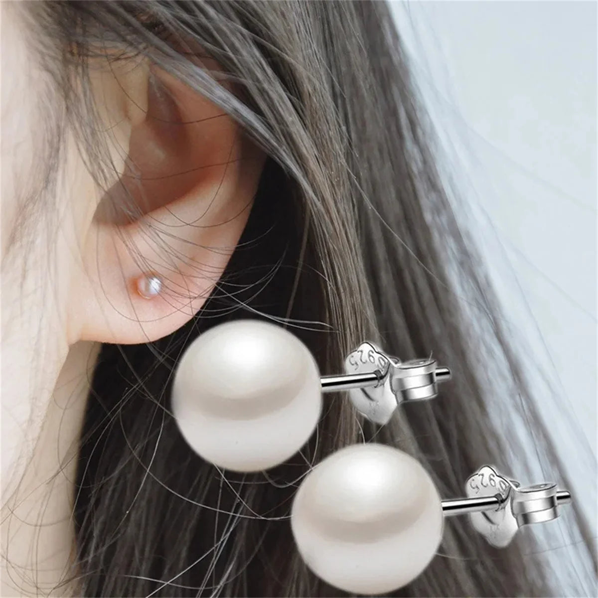 “925 Sterling Silver Freshwater Pearl Stud Earrings - Elegant Gift for Women.” - Dazzory