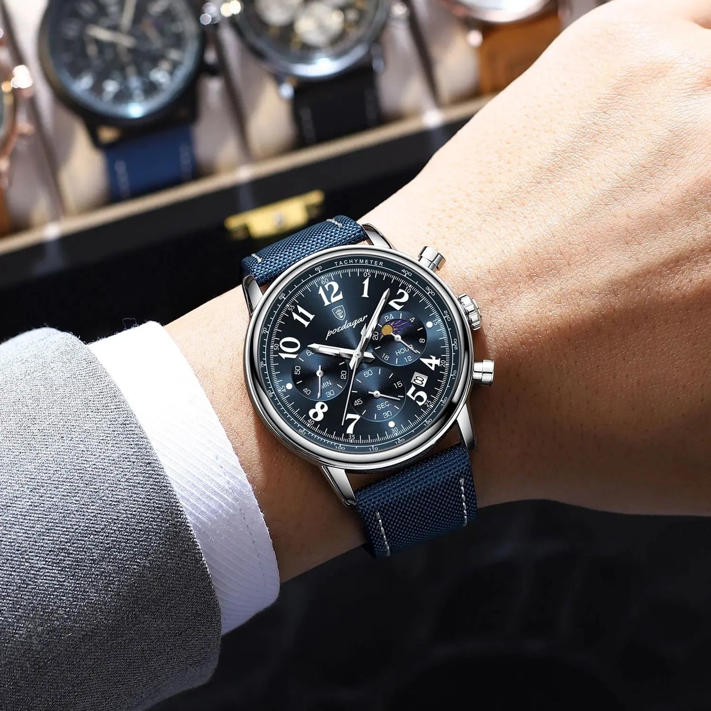 “Luxury Sports Men’s Watch, Waterproof, Luminous Chronograph, Stylish Quartz Timepiece.”