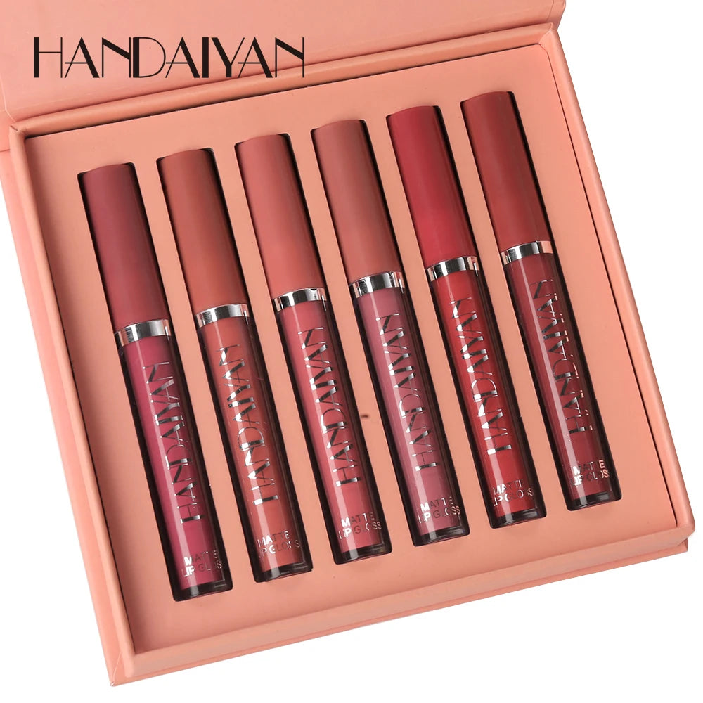 “Set of 6 long-lasting, non-stick, fade-resistant matte lipsticks.”
