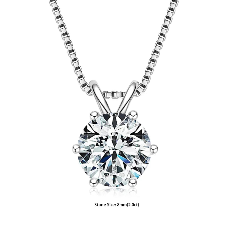 "GRA Certified 0.5-5ct Moissanite Pendant, 925 Sterling Silver Necklace, Elegant Gift for Women."