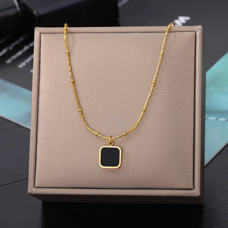 “316L Stainless Steel Heart Necklace - Multilayer Gold Goth Jewelry.”