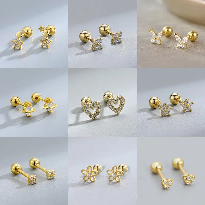 “Fashion heart stud earrings, hypoallergenic, perfect for cartilage piercings and gifts.”