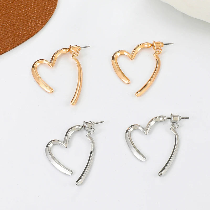 “Simple heart drop earrings, gold or silver, perfect wedding or gift jewelry.”