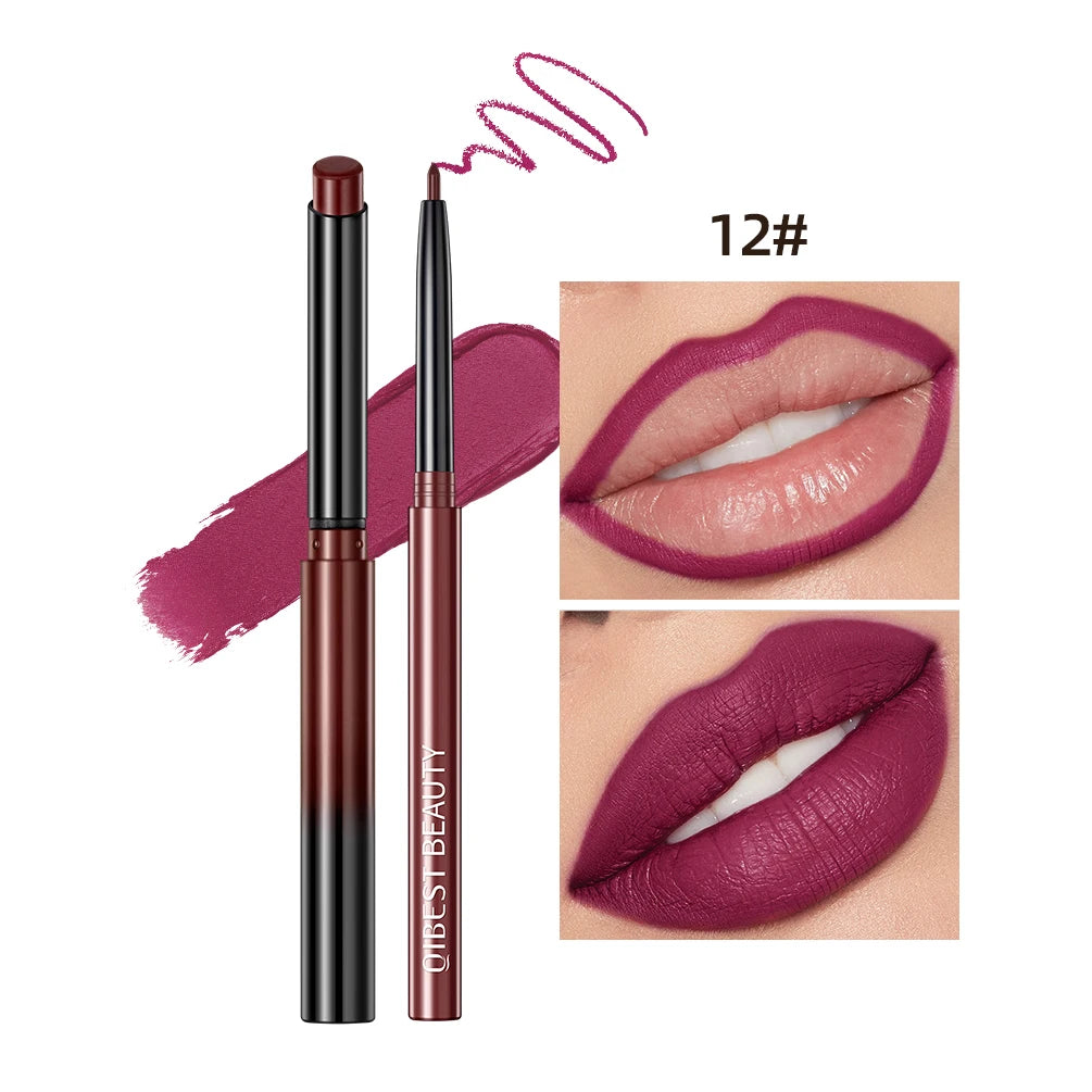 “QIBEST 2pcs Lipstick & Lipliner Pen Set – Matte Velvet Lip Liner, Long-Lasting Sexy Red Lipstick”