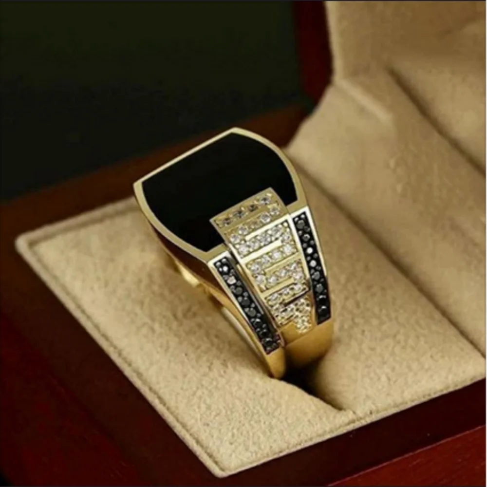 “Classic Men’s Gold Metal Ring - Punk Style Engagement & Wedding Jewelry.” - Dazzory