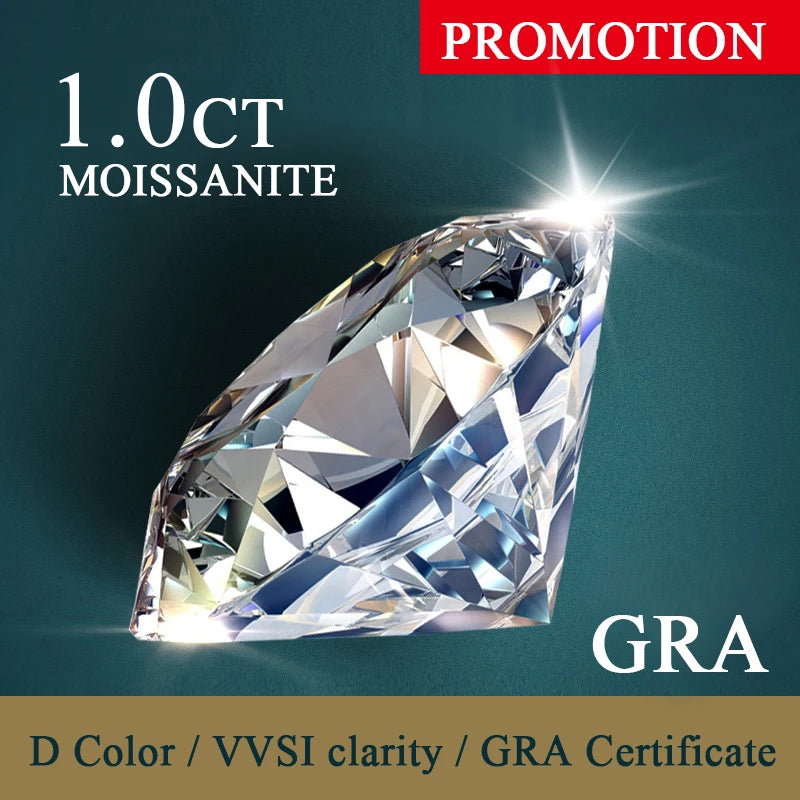 “Certified lab-grown moissanite gemstones, pass diamond tester, ideal for fine jewelry.”