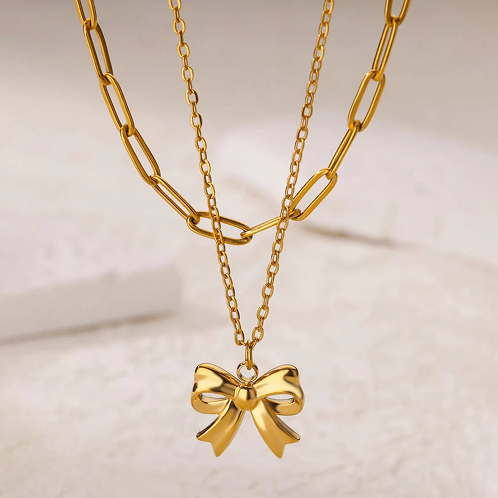 “316L Stainless Steel Heart Necklace - Multilayer Gold Goth Jewelry.”