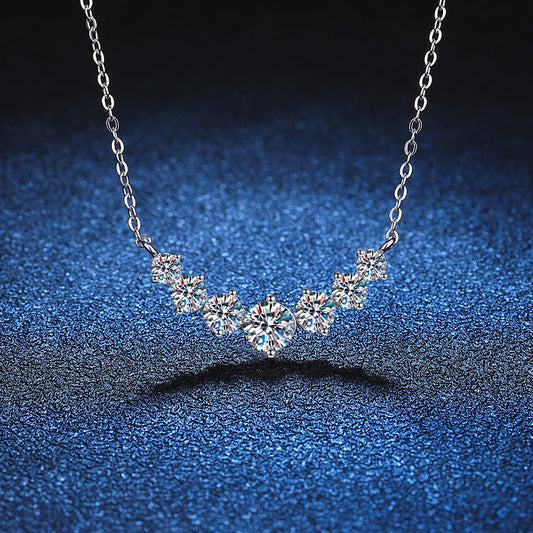 “Moissanite necklace for women, 925 silver, 18K white gold plated, certified jewelry.”