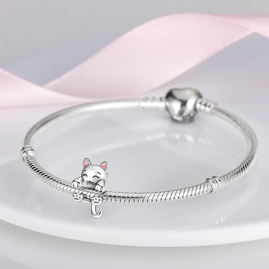 “Hot Pink 925 Silver Milk Cat Charm Beads Fits Pandora Bracelet Women’s Jewelry Gift.”