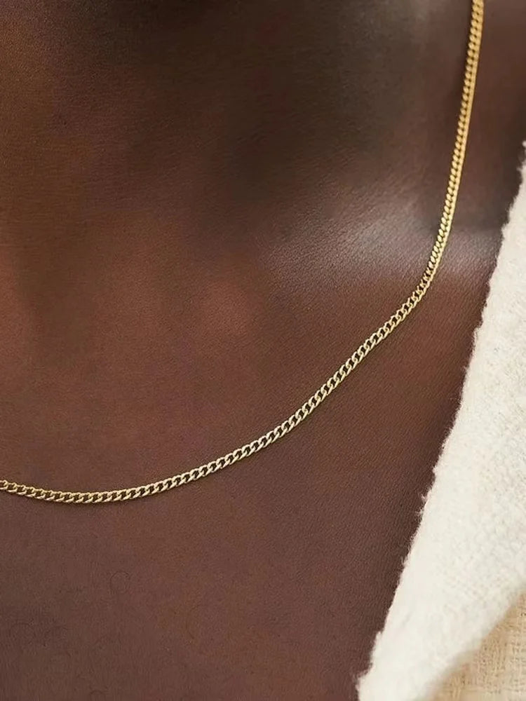 “3mm Men’s Cuban Chain Necklace - Simple Stainless Steel Titanium Jewelry.”