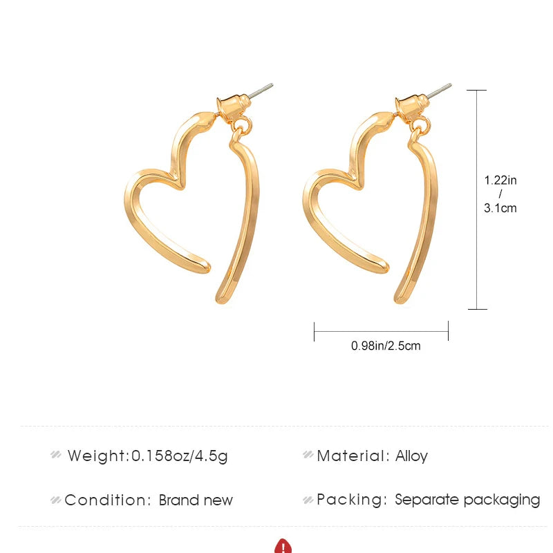 “Simple heart drop earrings, gold or silver, perfect wedding or gift jewelry.”