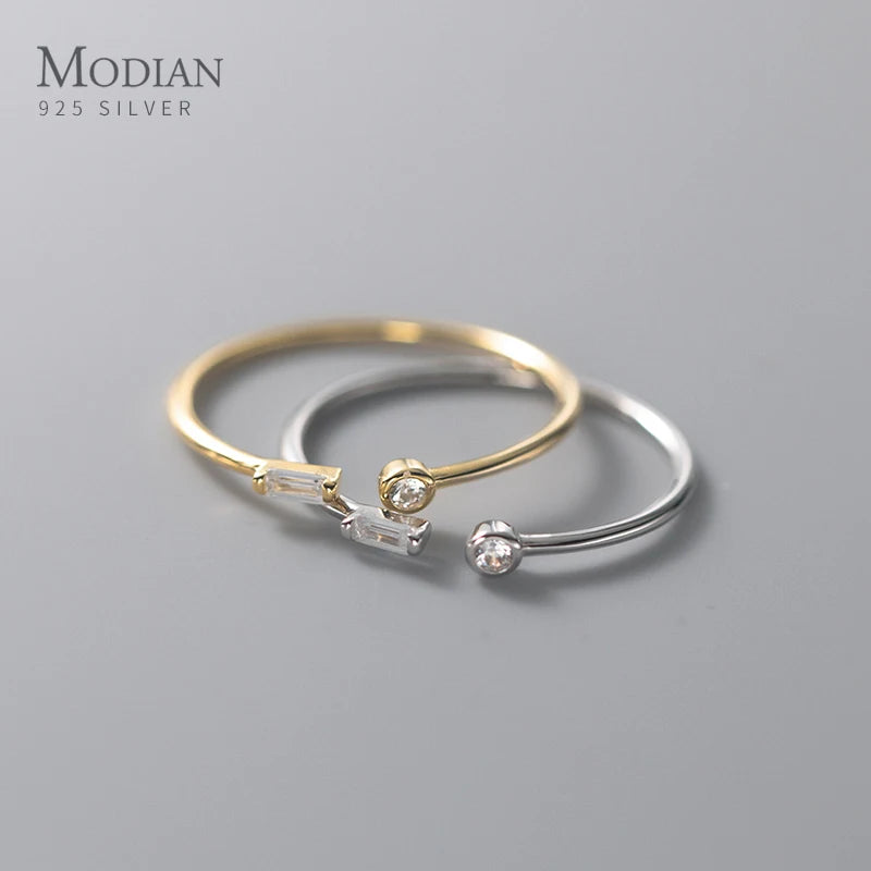 “925 sterling silver adjustable thin ring, clear CZ stones, 14k gold, elegant wedding jewelry.”
