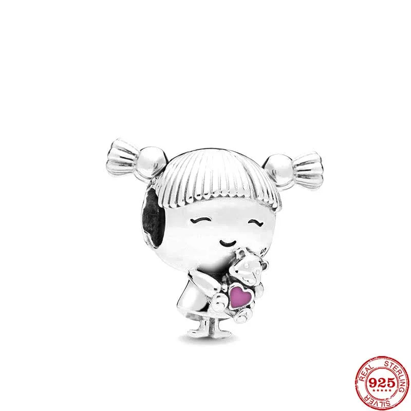 “925 Silver Family Charm Pendant - Sparkling Boy/Girl Bead for Pandora Bracelet.”