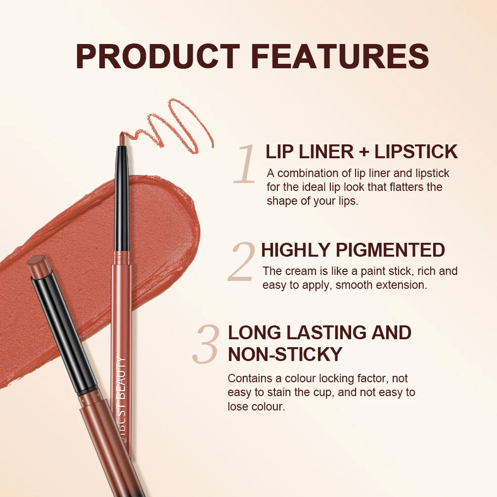 “QIBEST 2pcs Lipstick & Lipliner Pen Set – Matte Velvet Lip Liner, Long-Lasting Sexy Red Lipstick”