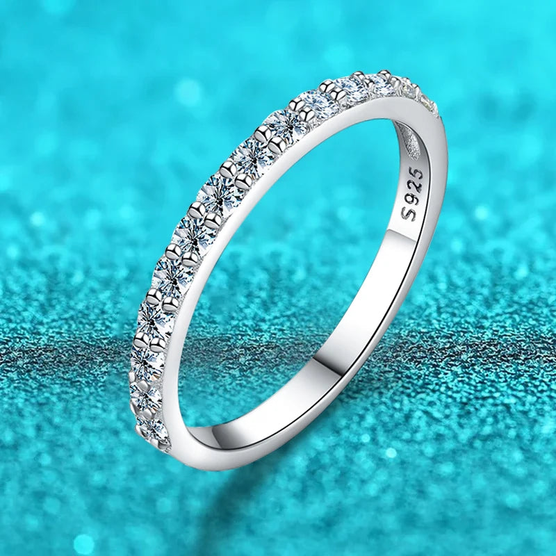 "GRA Tested Moissanite Ring, Matching Wedding Diamond Band for Women, 925 Sterling Silver Crown Ring."