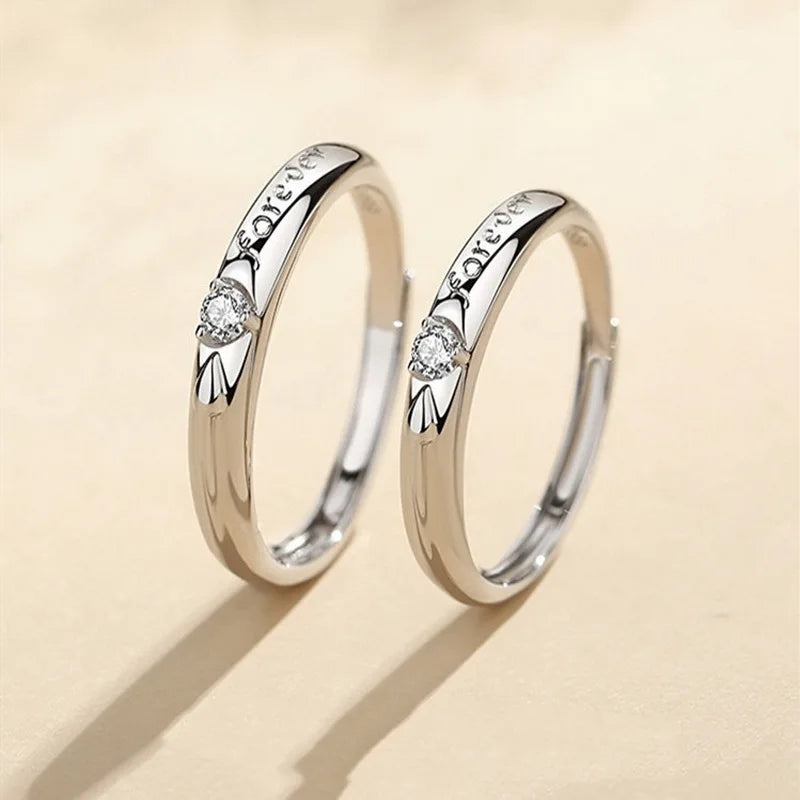 "Luxury Couple Rings for Men and Women, Sparkling Square Zirconia, Romantic Jewelry."