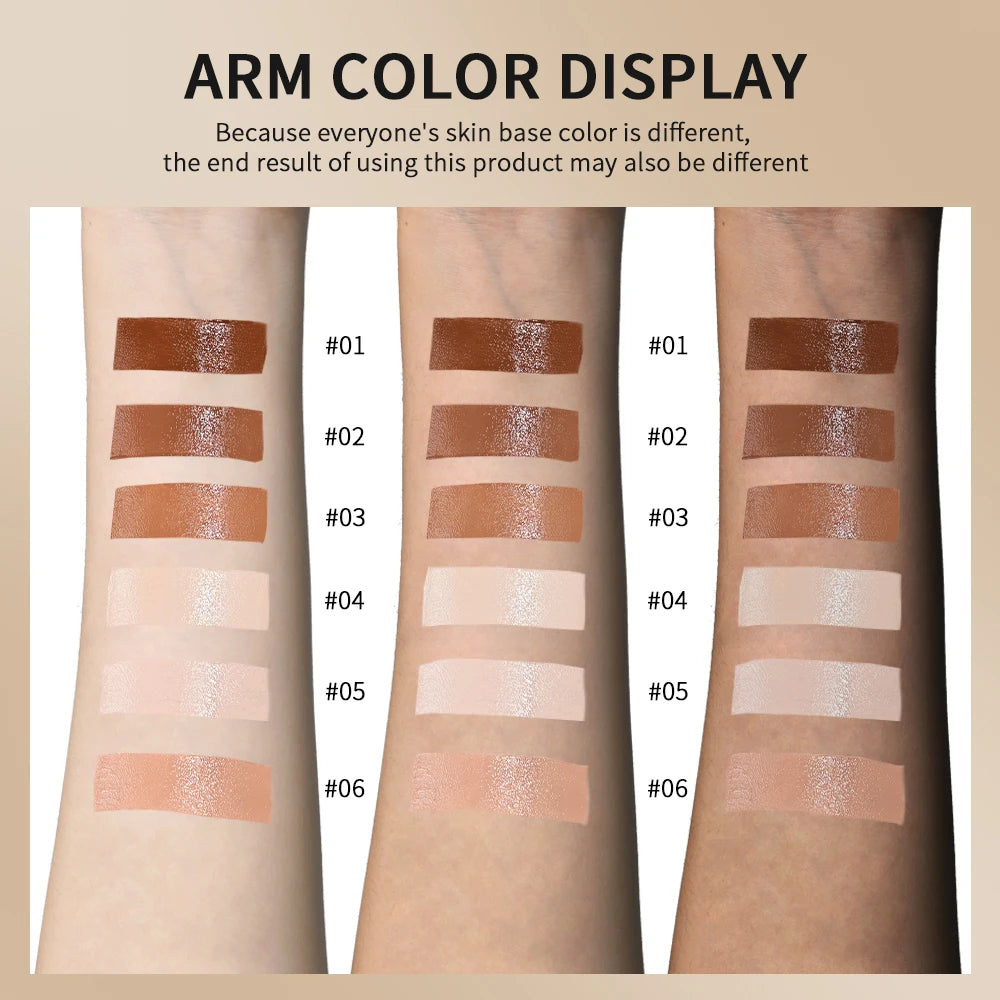 “Smooth Foundation Stick: High Coverage, Skin-Boosting Balm Serum, Travel-Friendly Bronze Tint.”