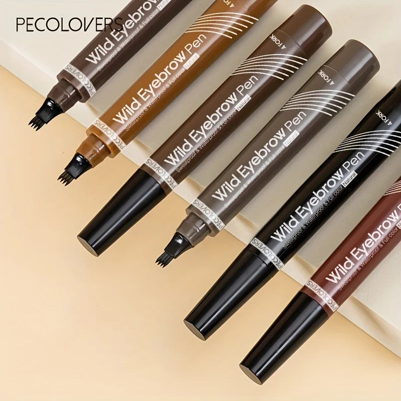 “Waterproof 4-Tip Eyebrow Pen – 6 Colors, Long-Lasting Tattoo Effect for Natural Brows”