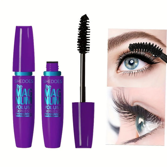 “4D black mascara: thickening, lengthening, curling, waterproof liquid fiber formula.” - Dazzory