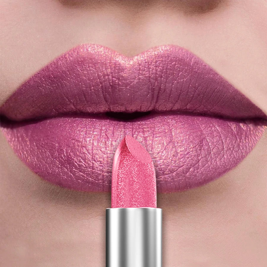 “21-Color Metallic Lipstick – Bold, Glittery, Long-Lasting Pearlescent Matte Lip Tint”