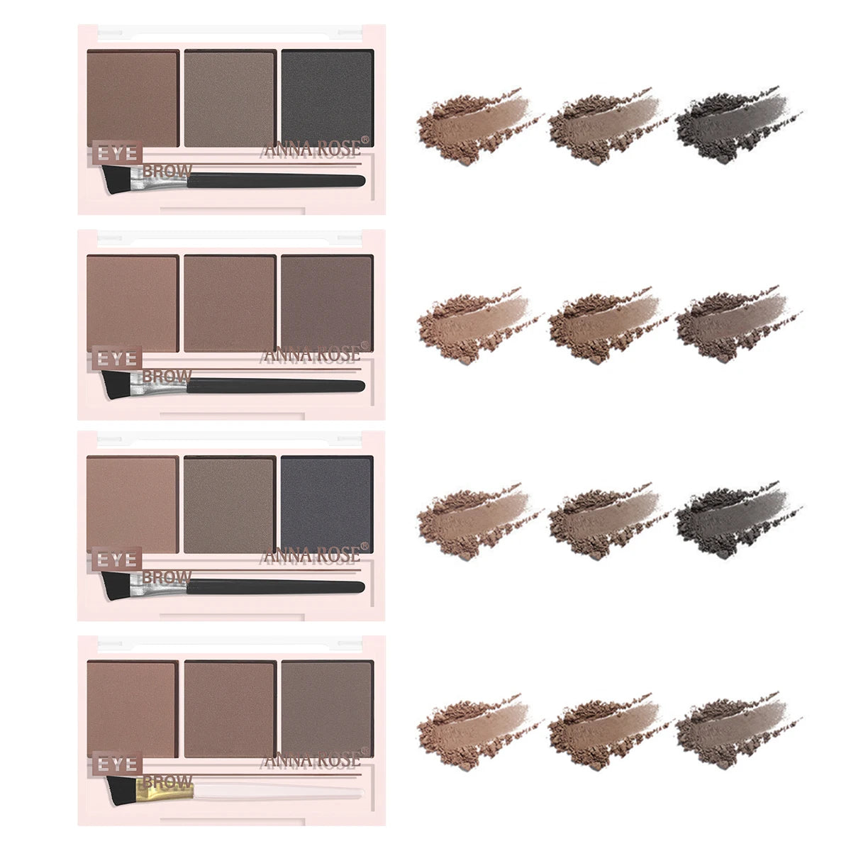 “Three-color waterproof eyebrow powder, natural, long-lasting, sweat-proof, 3D eyebrow shaping.”