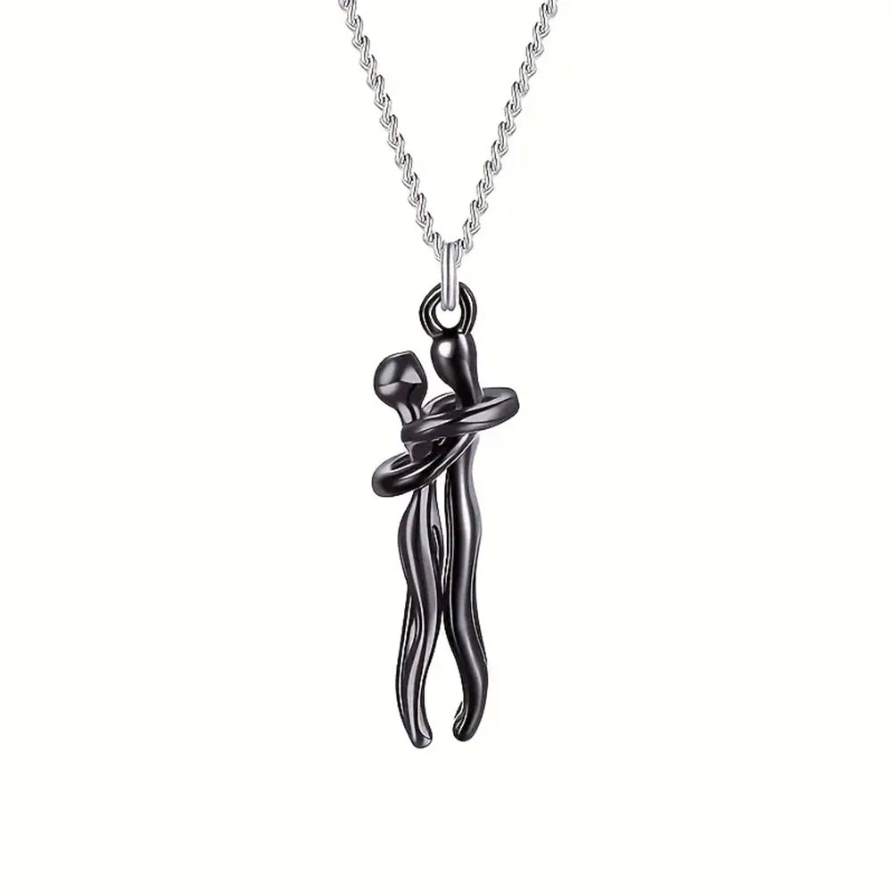 “Chic Black Heart Pendant Necklace for Couples – Elegant Love Symbol, Perfect for Party & Daily Wear.”