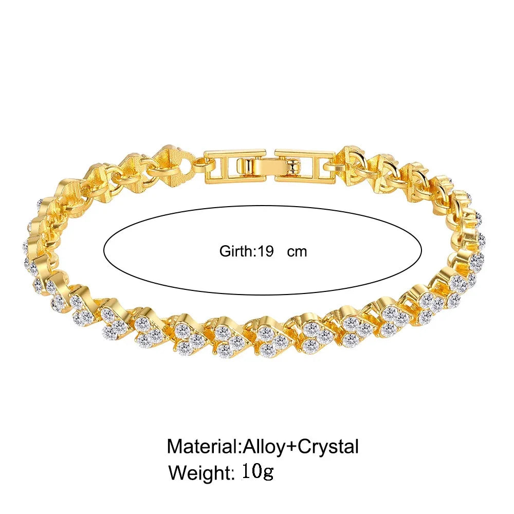 “Luxury Roman Crystal Chain Bracelets for Women, Trendy Rhinestone Charm Bangles”