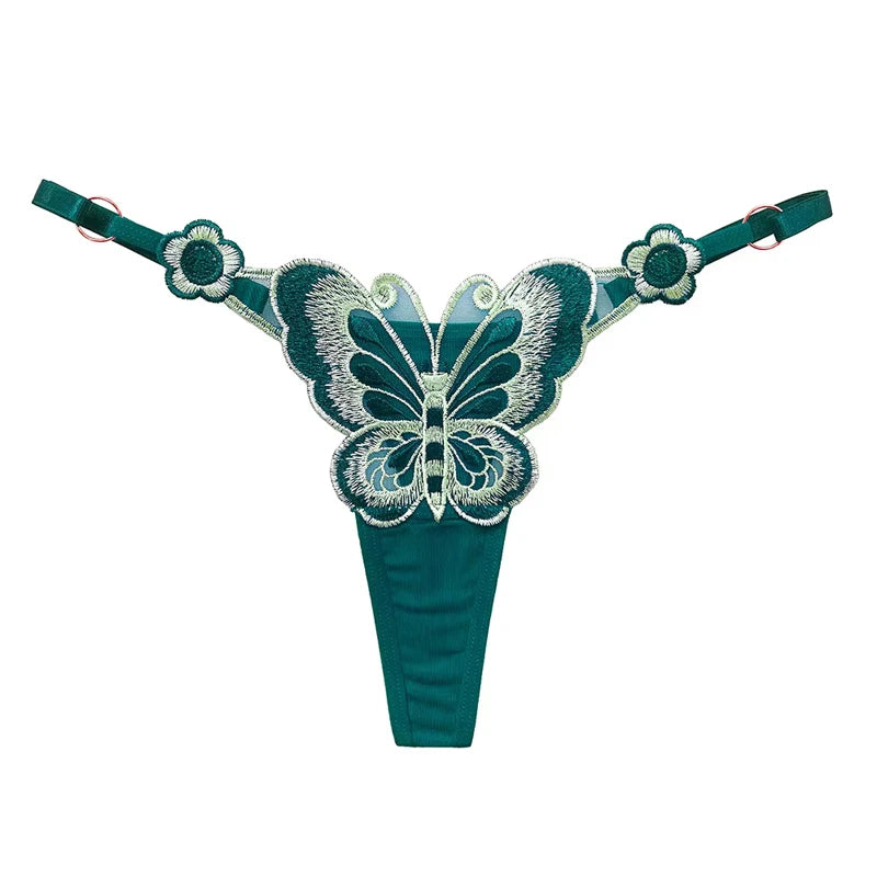 “Sexy Lace Butterfly Thong - Transparent Mesh Low Waist G-String for Women.”