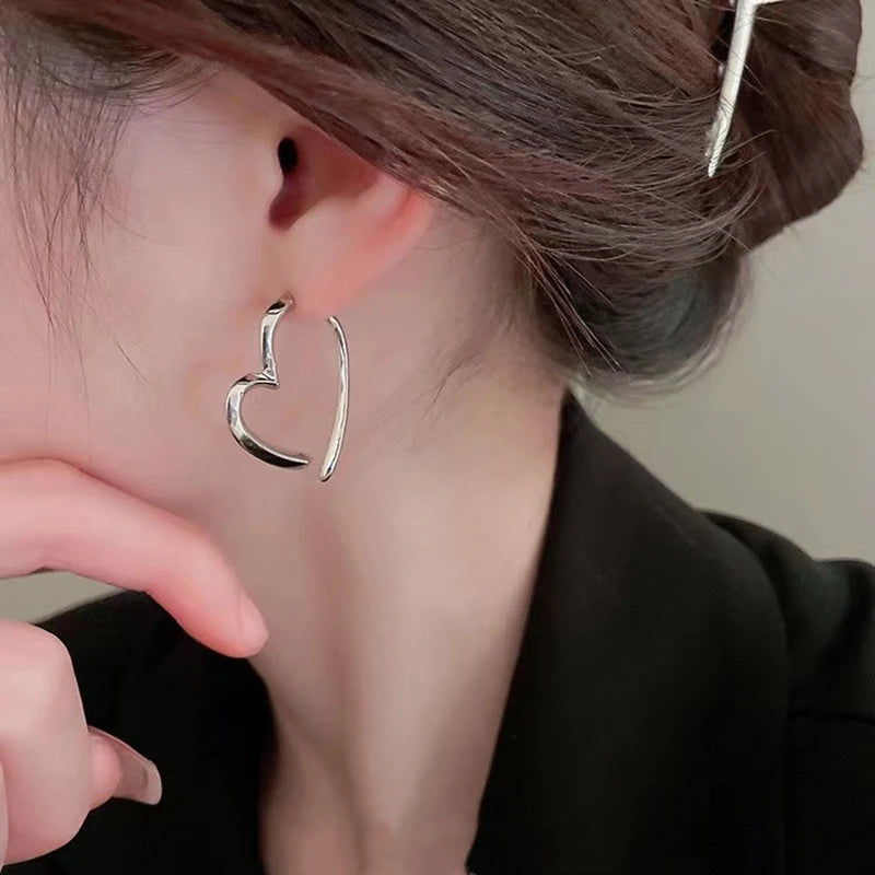 “Simple heart drop earrings, gold or silver, perfect wedding or gift jewelry.”