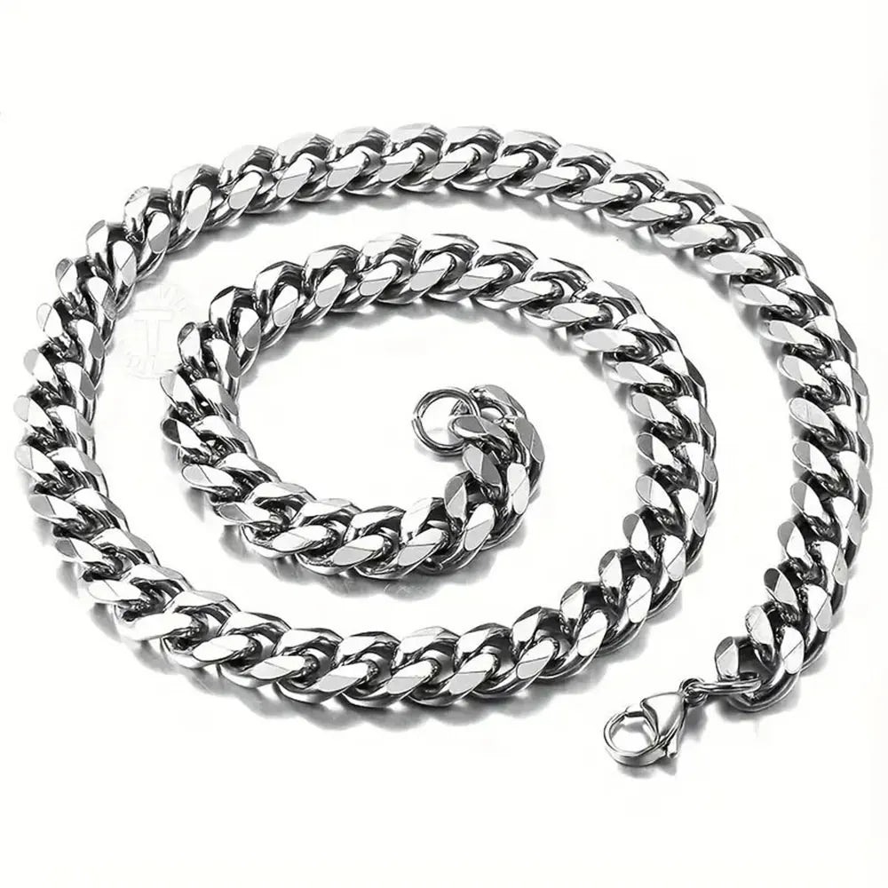 “1pc Men’s Stainless Steel Chain Necklace - Unisex Hip Hop Jewelry.”