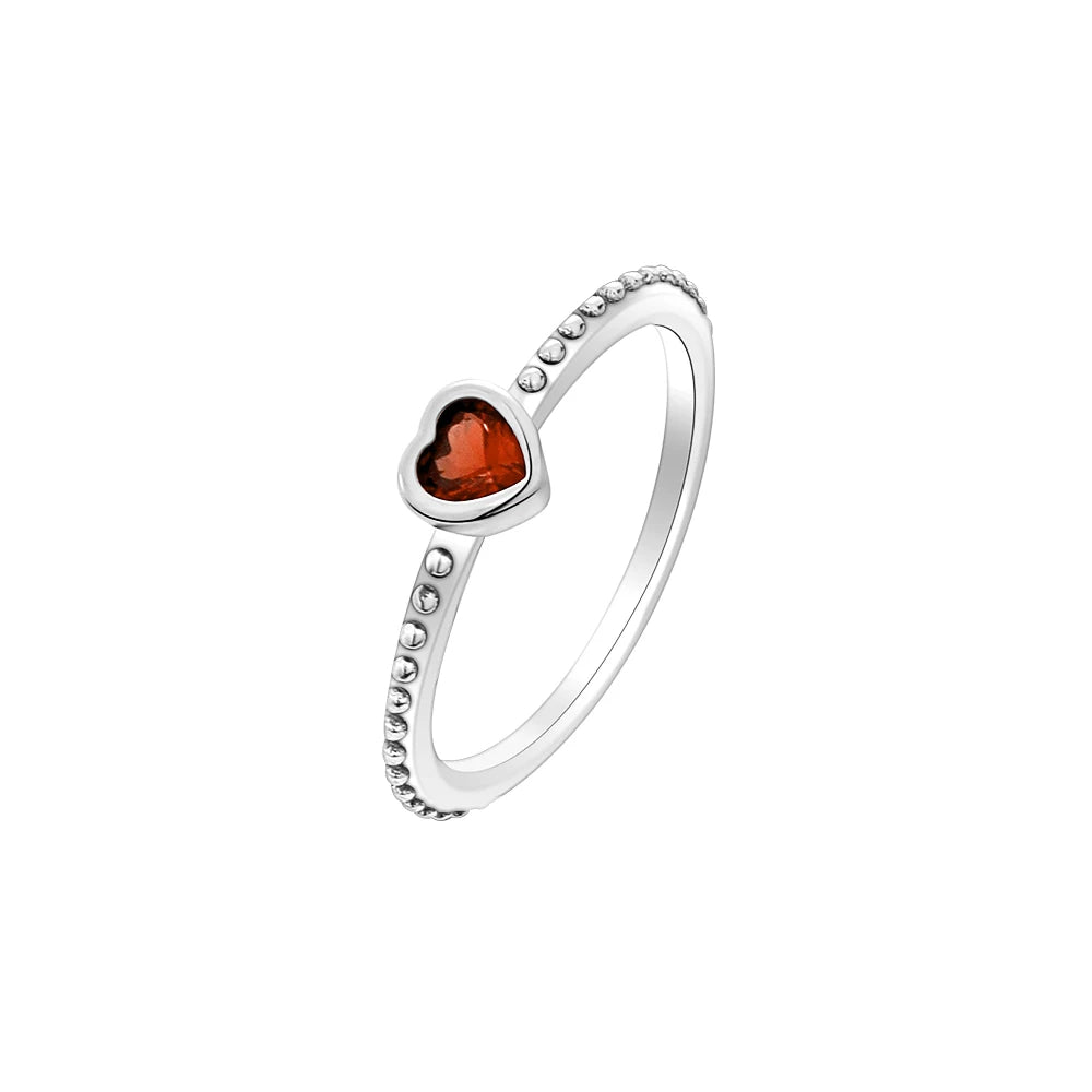 “Red heart 925 sterling silver ring, elegant jewelry for weddings and parties.”
