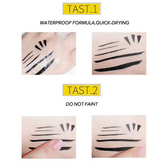 “Dual-Ended Waterproof Black Eyeliner Pen, Smudge-Proof, Long-Lasting, Precision Tip.”