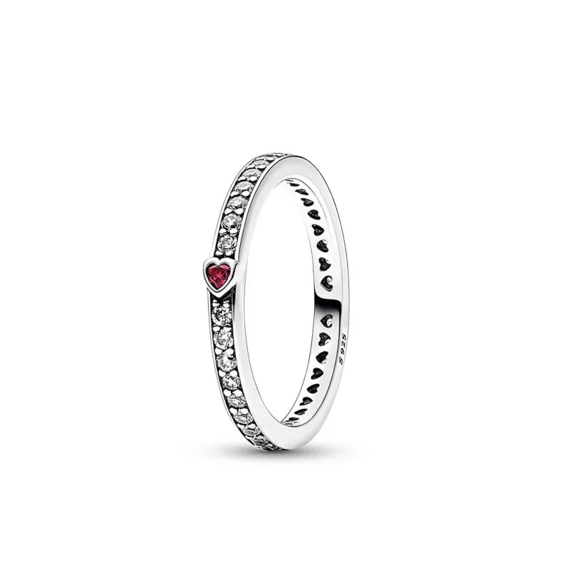 “Red heart 925 sterling silver ring, elegant jewelry for weddings and parties.”