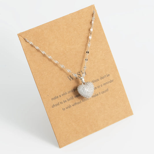 “Cubic Zirconia Heart Pendant Necklace - Gold-Plated Stainless Steel for Women.” - Dazzory