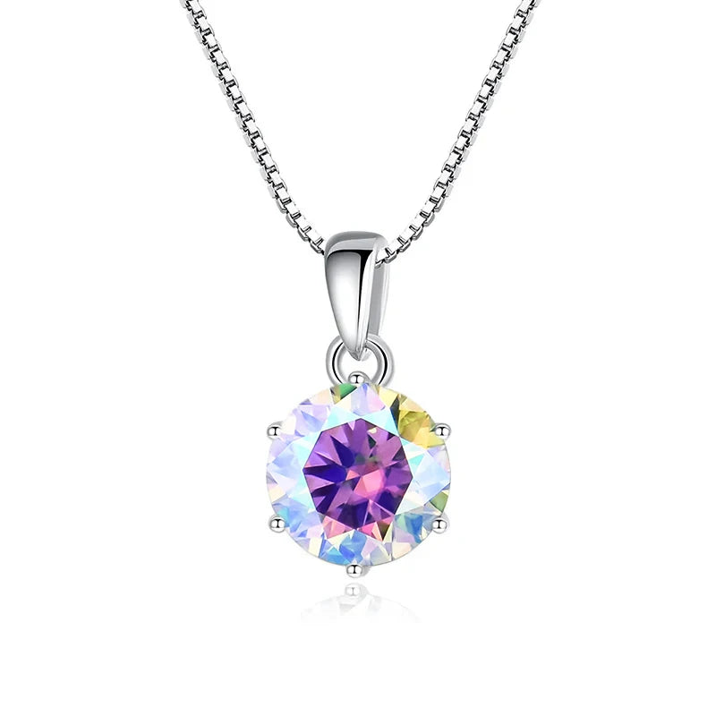 “1CT Real Moissanite Pendant Necklace, Royal Blue, Sterling Silver Wedding Jewelry.”
