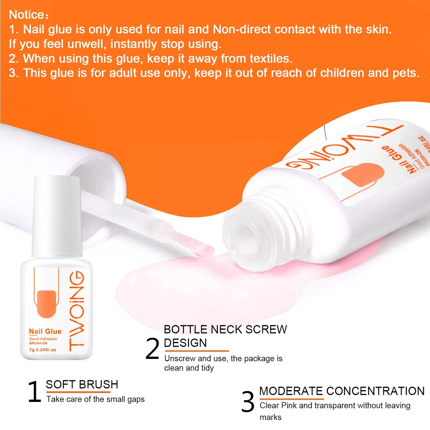 “5pcs/2pcs Super Strong Nail Glue for False Tips Acrylic Nails Long Lasting”